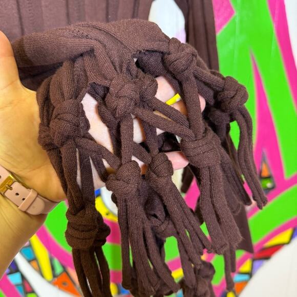 Venus, Brown Turtleneck Sweater with Braided Fringe. Size Medium. Excellent cond - Picture 3 of 7